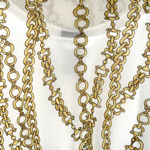 NWT Russell Scott Signature White Chain Reaction Sheer Mesh Top Size Large - Picture 3 of 10